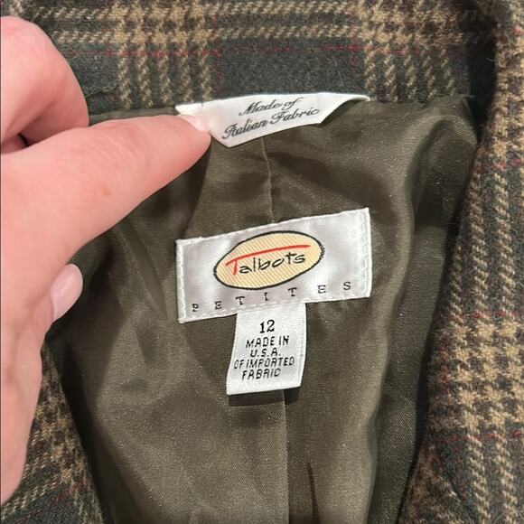 Talbots Petite Brown Blazer Jacket Academia Italian Classic Wool Blend Size 12 - Picture 2 of 10